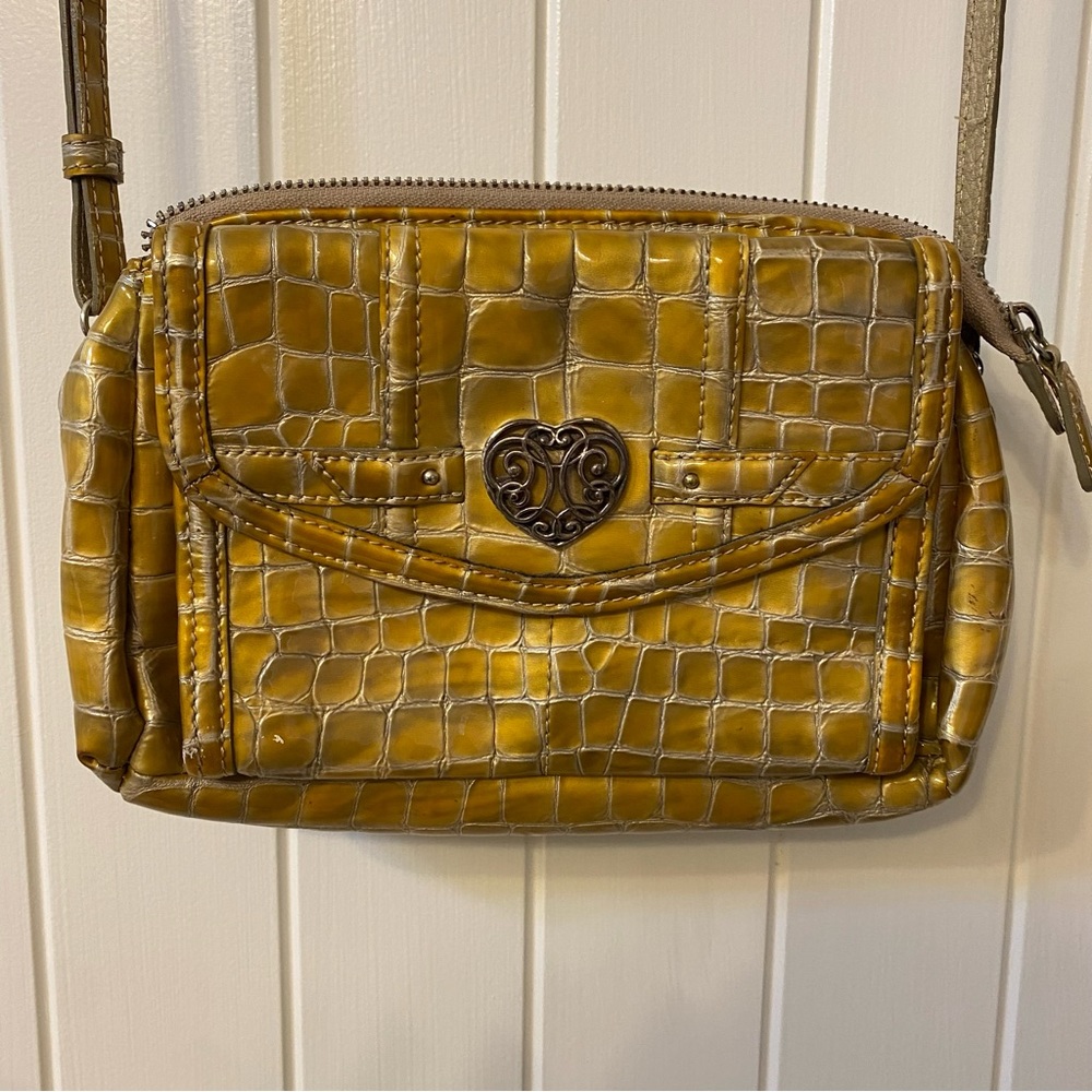 🤎 VINTAGE 🤎Brighton Womens Leather Croc embossed Crossbody Purse